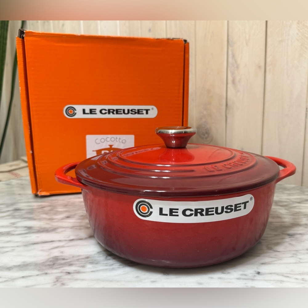 Le Creuset, 2.75 quart Round Cast Iron Dutch Oven with Cast Iron Lid, Cerise
